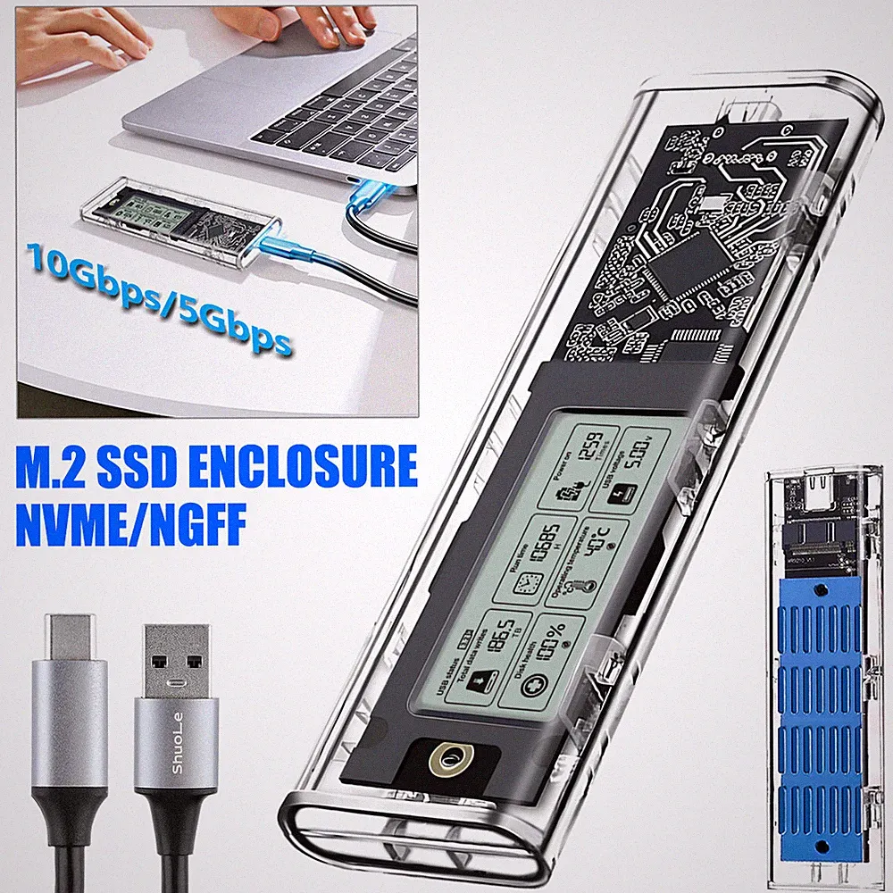 M.2 NGFF/NVMe SATA SSD Hard Drive Enclosure USB Converter External Case Adapter