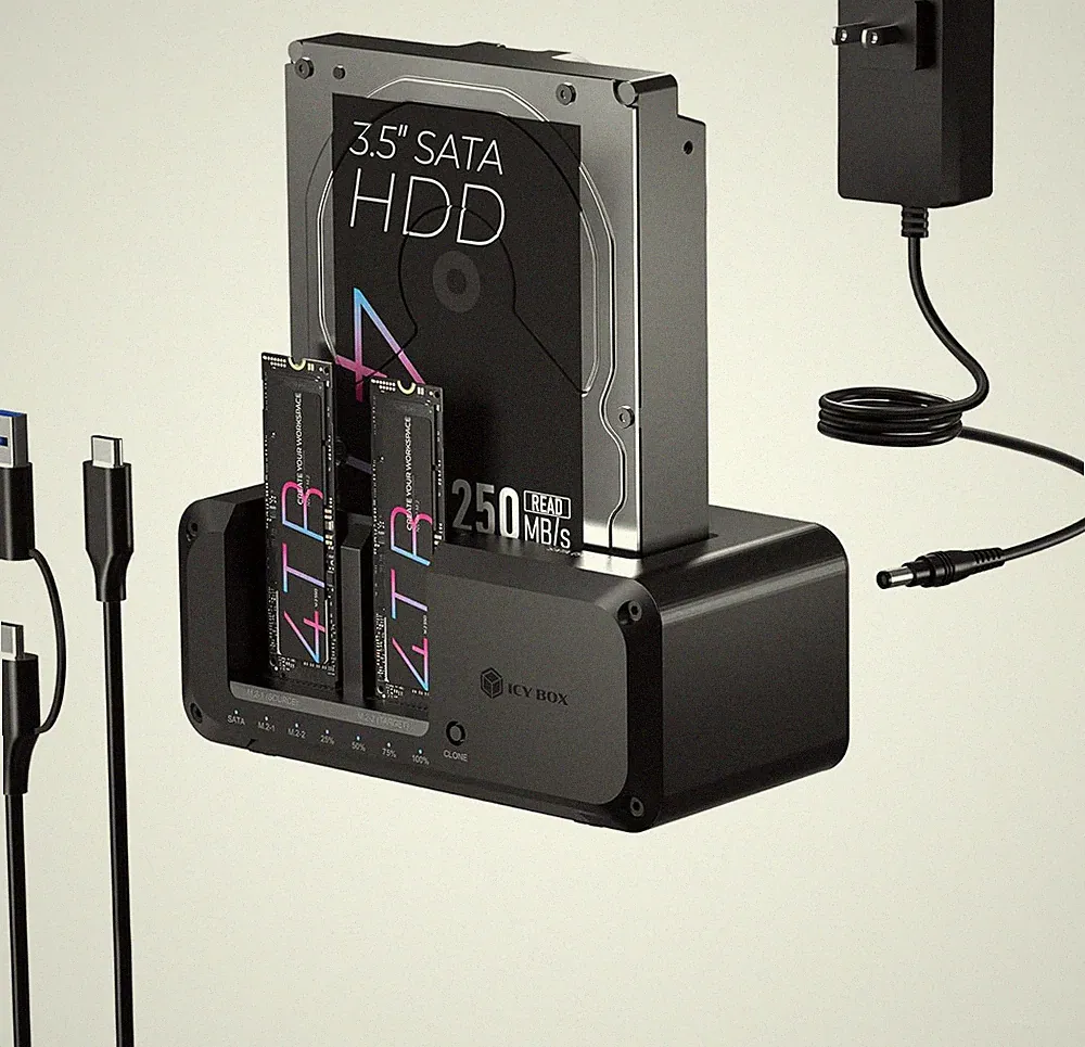 M.2 Nvme & SATA SSD/HDD Hard Drive Docking Station, USB-C 10Gbps Nvme Cloner&Re