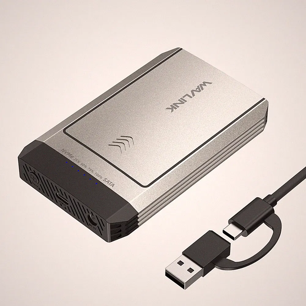 M2 NVMe SSD Hard Drive Enclosure Dual Bay USB C 10Gbps SSD Case Offline Clone