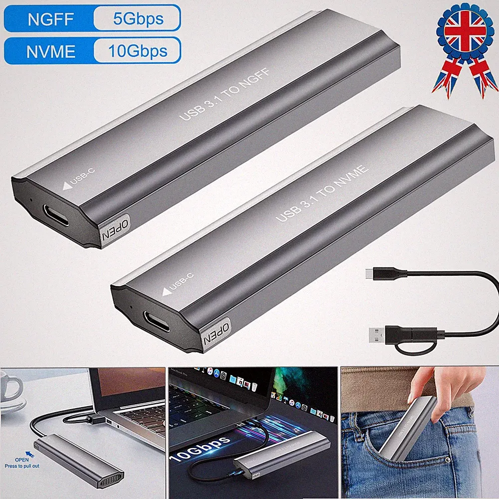 M2 SSD Case NGF For NVMe Enclosure M.2 to USB Type-C 3.2 SATA Hard Drive Adapter