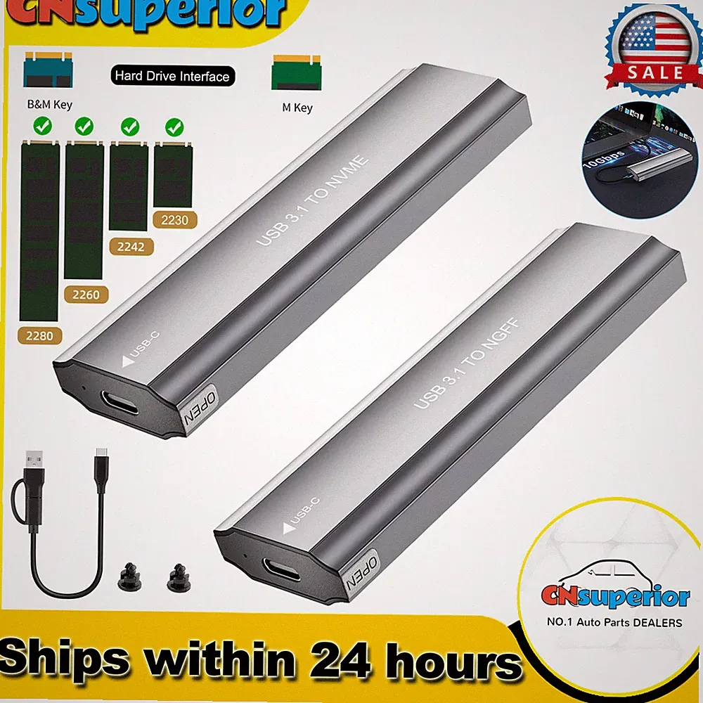 M2 SSD Case NGFF or NVMe Enclosure M.2 to USB Type C 3.2 SATA Hard Drive Adapter