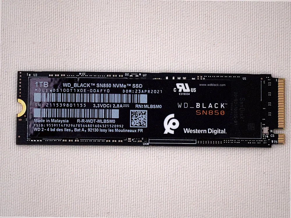 Western Digital WD Black SN850 1TB NVME M.2 2280 SSD - 100% Health - Low Writes